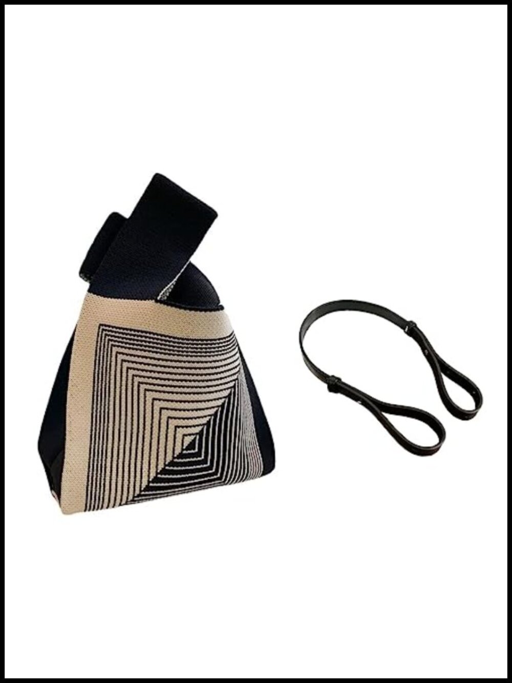 Knit Wristlet Handbag with Floral Print Machine Washable Wrist Tote